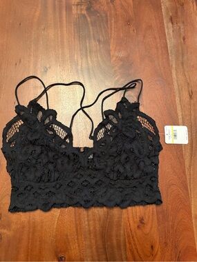 Free People Black Crochet Lace Bandeau Bralette